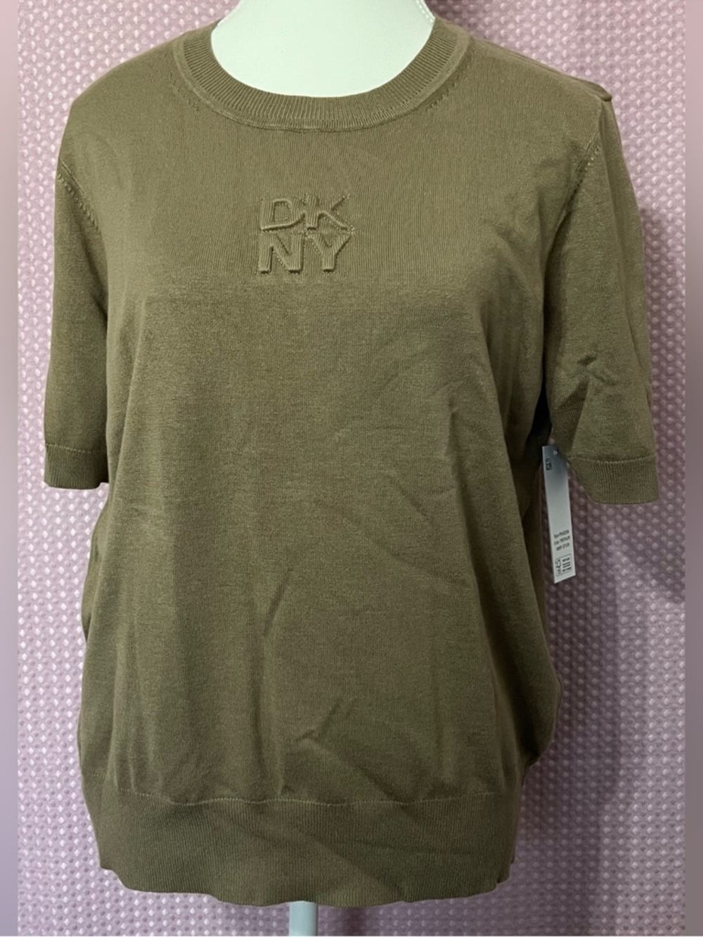 DKNY Olive Knit Short Sleeve Top